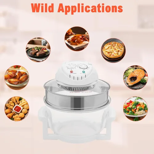 Vista 7 de Turbo - Freidora de aire, 17L, 1400 W, 360°, con anillo de expansión, horno halógeno para cocinas, restaurantes, puestos de comida