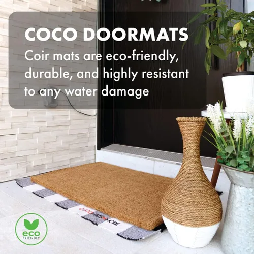 Vista 4 de COCO MATS 'N MORE Felpudo de fibra de coco natural tejida a mano, duradero, de bajo perfil, para puerta delantera, porche, raspa los zapatos más
