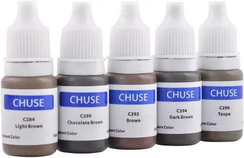 Vista 5 de CHUSE Microblading Ink Pigmento de maquillaje permanente 0.35 oz/0.3 fl oz Pigmento Microblading de tinta para cejas Delineador de ojos (C292 marrón)