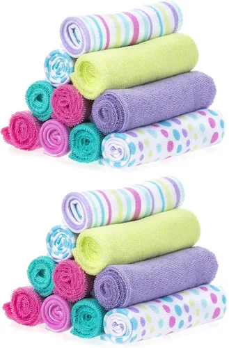 Vista 27 de Spasilk Juego de toallitas para niños y niñas recién nacidos, juego de toallas de rizo suave, paquete de 10, burbujas aguamarina, (010-1201)