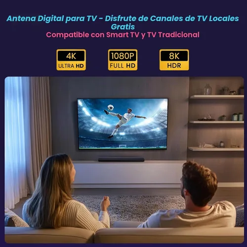 Vista 2 de Antena de TV digital 2026 para exteriores con amplificador para canales