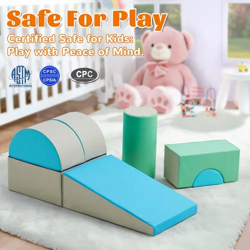 Vista 2 de Juguetes de escalada para niños pequeños para interiores, bloques de escalada de espuma de 5 piezas, juego de escalada suave para niños de 1 a 3