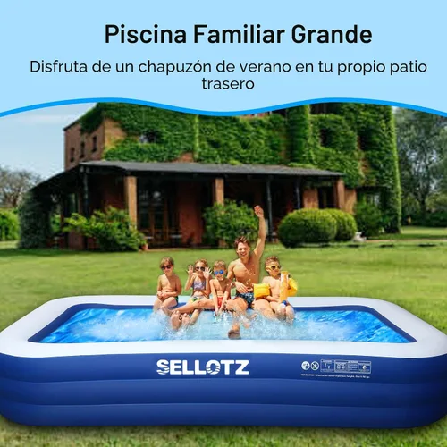 Vista 3 de SELLOTZ Piscina inflable para niños y adultos, 120 x 72 x 22 pulgadas, piscina familiar gruesa de gran tamaño para niños pequeños, al aire libre