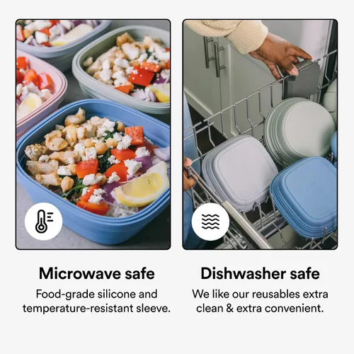 Vista 3 de STOJO Caja de sándwich plegable – 24 onzas, recipiente reutilizable para almacenamiento de alimentos, cuenco de silicona para alimentos