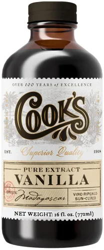 Vista 124 de Cook's, Sabor puro de vainilla sin alcohol, para cocinar, hornear, postres, extracto alternativo de vainilla de Madagascar sin alcohol, 8 onzas