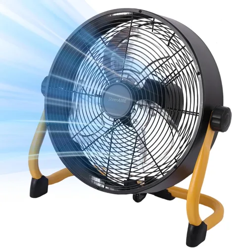 Vista 10 de Ventilador de piso recargable de 15 pulgadas para garaje en el hogar al aire libre; motor de cobre DC sin escobillas de alto rendimiento