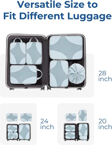 Vista 3 de BAGSMART Cubos de embalaje de compresión para viajes, organizador de equipaje comprimible para cruceros, artículos esenciales de viaje ligeros