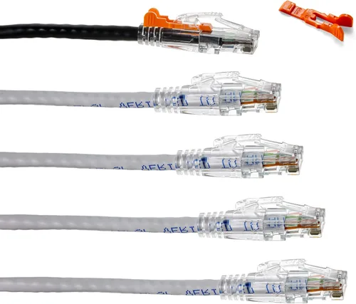 Vista 21 de NTW NTW - Cable de conexión de bloqueo de red patentado CAT6 de 1 pie, sin enganches, azul (NL-U6K-001BL)