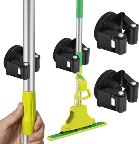 Vista 14 de ULIBERMAGNET Soporte Magnético para Trapeador y Escoba, Soporte Magnético de Servicio Pesado Móvil para Escobas, Colgador Antideslizante Montado