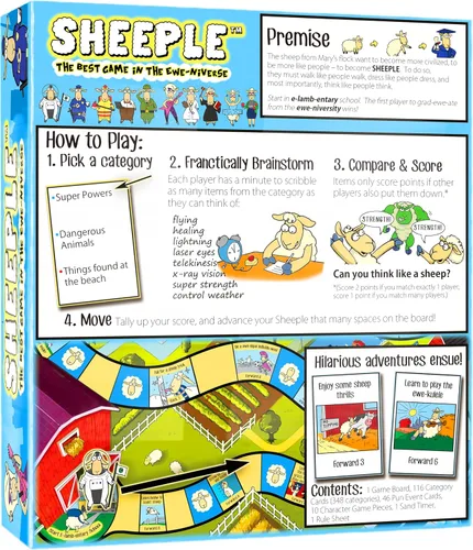 Vista 7 de SHEEPLE™ - Divertido juego de fiesta para la noche de juegos en familia - Fácil y divertido para grandes grupos de 4 a 12 jugadores - Diversión