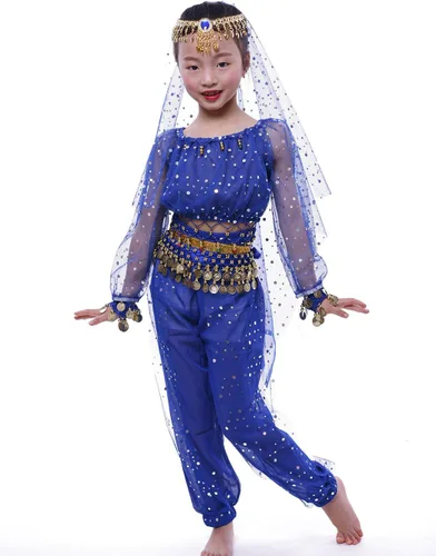 Vista 5 de GirlS Belly Dance Costumes,Long Sleeve Highlights Top,Pants