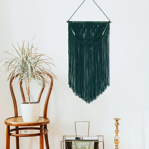 Vista 5 de Winterdemoon Tapiz tejido bohemio para colgar en la pared de macramé, decoración del hogar