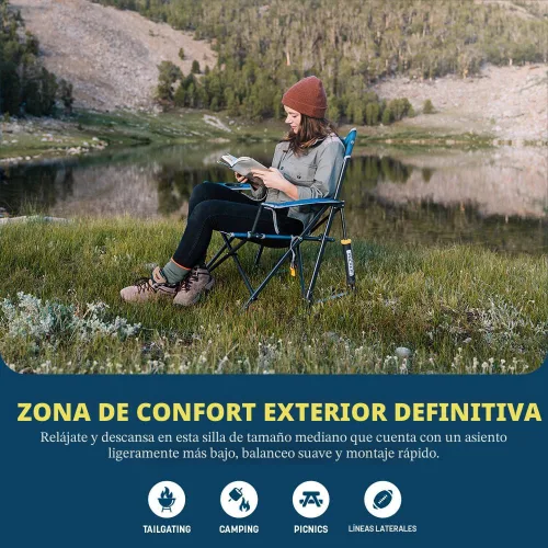 Vista 4 de GCI Outdoor - Mecedora plegable Kickback con portavasos para exteriores