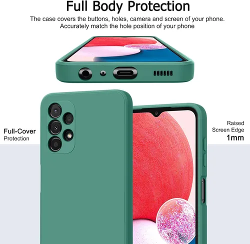 Vista 4 de Vancle Funda de silicona para Samsung Galaxy A13 4G, a prueba de golpes, con forro de microfibra para Samsung Galaxy A13 4G, color verde oscuro