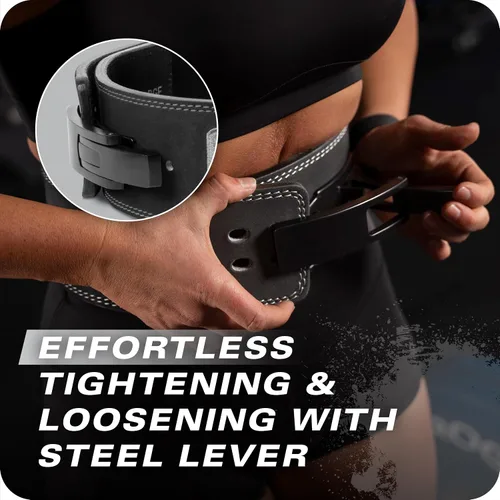Vista 6 de Heavy Duty 10mm Lever Belt for Powerlifting - IPF Approved, 4" Wide, Adjustable Steel Lever Tensioning, Comfort Fit with Suede Lining, Durable Core