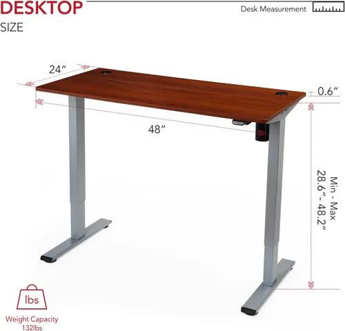 Vista 3 de SANODESK Escritorio eléctrico de pie de altura ajustable de 48 x 24 pulgadas, escritorio de pie con tablero de empalme para mesa de computadora