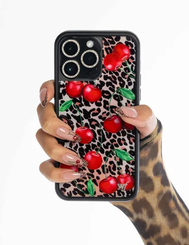 Vista 3 de Wildflower Carcasas - Compatible con iPhone 13/14 Protector negro parachoques, certificado de prueba de caídas de 6.5 pies, pequeña empresa
