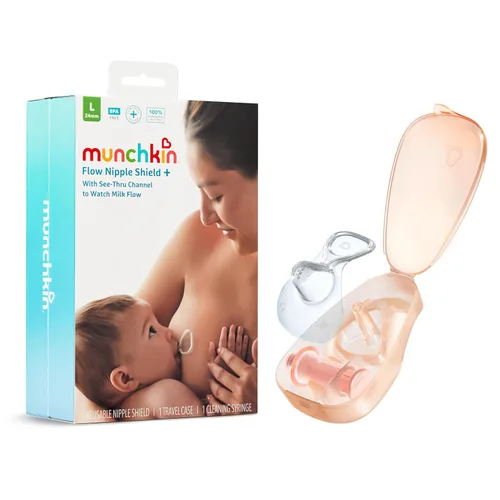 Vista 14 de Munchkin Flow - Protector de pezón de 0.63 pulgadas para recién nacidos en lactancia, monitor de cierre de silicona con canal de flujo de leche