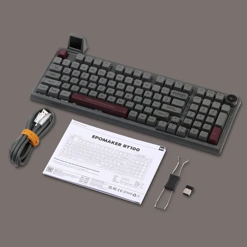 Vista 8 de EPOMAKER RT100 - Junta de 97 teclas BT5.02.4GUSB-C Teclado mecánico con pantalla de visualización personalizable, perilla, enchufe intercambiable