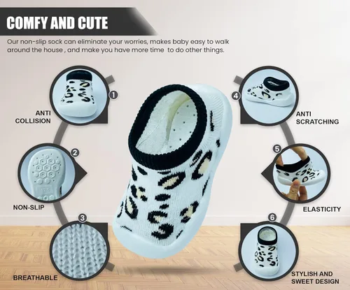 Vista 3 de Baby Shoes Boys Girls First Walking Shoes Non Slip Soft Sole Sneakers Toddler Infant Babygirl Sock Shoes