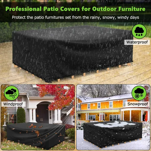 Vista 6 de [Usado] Fundas para muebles de patio impermeables, resistentes 600D, fundas para muebles de exterior para sofá seccional exterior, resistente al
