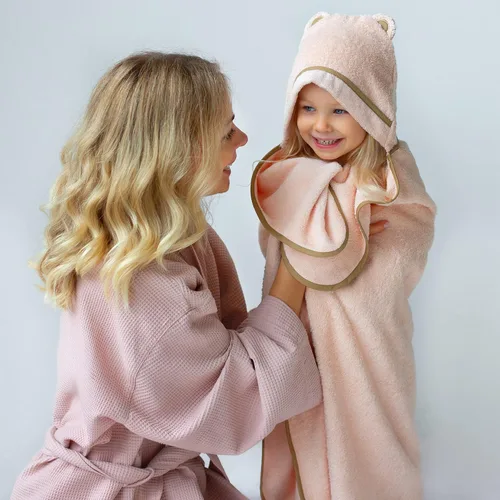 Vista 5 de Toallas prémium con capucha para niños pequeños, toalla de baño de rayón extra suave de bambú (beige)