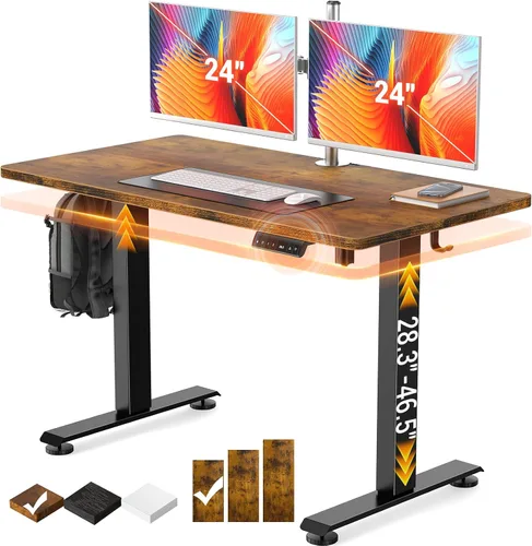 Vista 20 de Veken Escritorio eléctrico grande de pie de 47.2 pulgadas, mesa de juegos Blanco