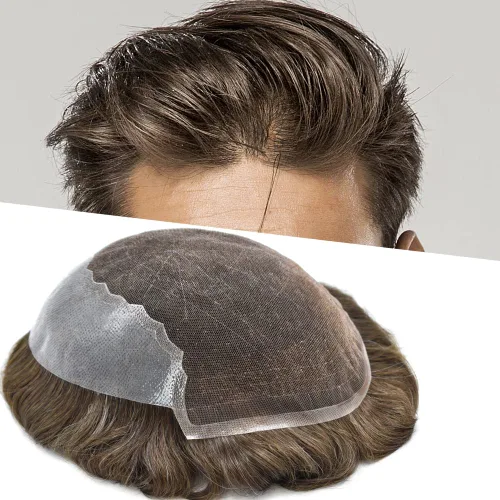 Vista 21 de Mens Toupee Human Hair Replacement System Swiss Lace Toupee For Men Hair Piece Protesis Capilar Mens Hairpiece 5X7#1 Jet Black 120% Density