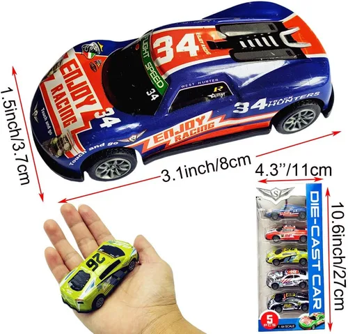 Vista 3 de Coches de carreras de tracción hacia atrás, vehículos de carreras de metal de 3 pulgadas, juguetes de fricción de metal para niños pequeños, juego