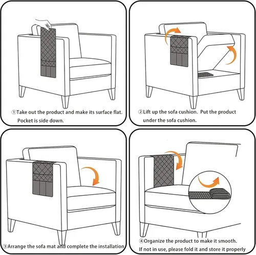 Vista 6 de Ntomtuex Funda de lino para reposabrazos de sofá con 2 bolsillos, protector de reposabrazos para sofá reclinable antideslizante, funda para sala