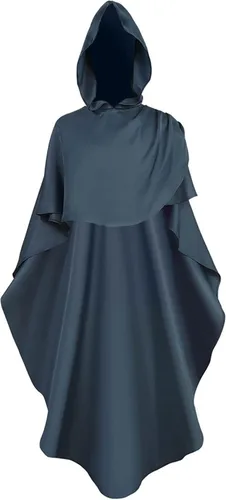 Vista 4 de Ruziyoog Bata medieval con capucha vintage para mujer, bata de longitud completa con capucha para cosplay, Halloween, capa de bruja para usar al