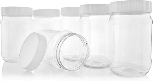 Vista 5 de Pinnacle Mercantile 1 Gallon Plastic Jars with Screw on Lined Lids 24 Pack Wide Mouth Food Storage Containers