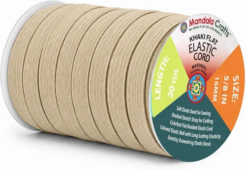 Vista 55 de Mandala Crafts 20 yardas 1/2 pulgada 0.472 in bandas elásticas beige
