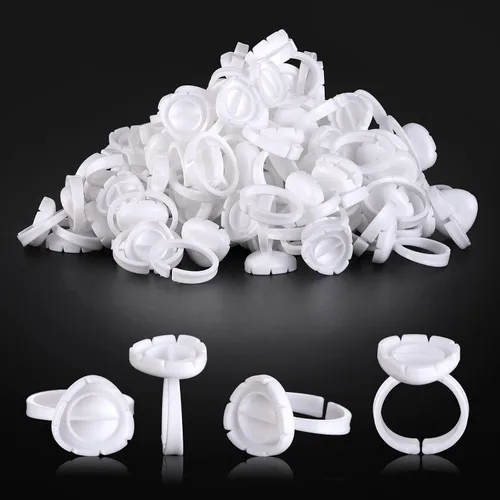 Vista 13 de Pretty memory 100 anillos de pegamento para extensiones de pestañas, encantador corazón, anillos de pegamento para pestañas, soporte adhesivo