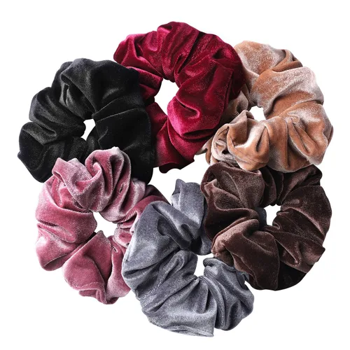 Vista 8 de Whaline Coleteros para el cabello con temática de rubor, bandas para el cabello de terciopelo grandes, color rosa, suaves, elásticas, accesorios