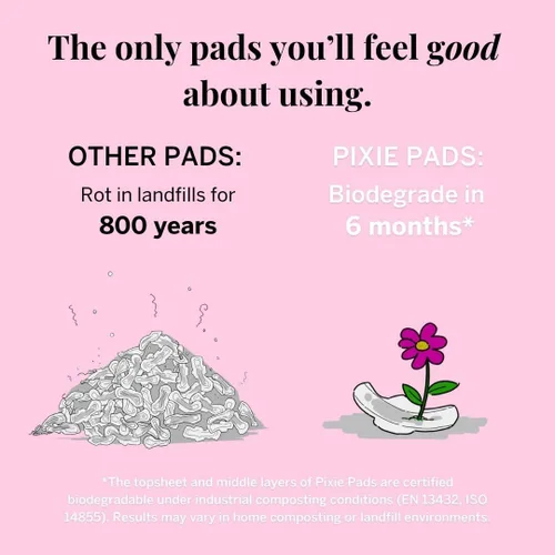 Vista 7 de Pixie - Almohadillas posparto ultra finas de algodón orgánico para mujer, absorción extra abundante con alas, a prueba de fugas, hipoalergénicas