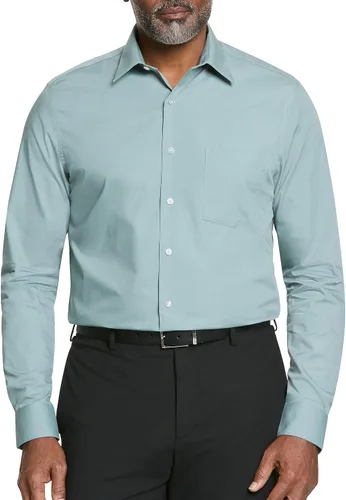 Vista 14 de Van Heusen Mens Dress Shirt Regular Fit Poplin Solid Negro