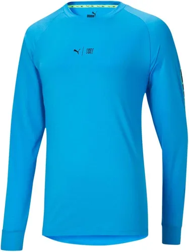Vista 3 de PUMA Camiseta de manga cuello redondo para hombre Train First Mile Xtreme casual, color azul, Azul Patchwork