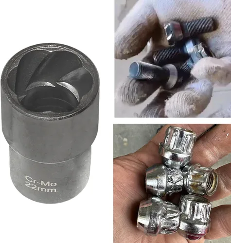 Vista 4 de DPTOOL Juego de llaves de tuerca de llanta, extractor de tuercas peladas con bloqueo de rueda, viejo oxidado, dañado, perno de emergencia, quitar