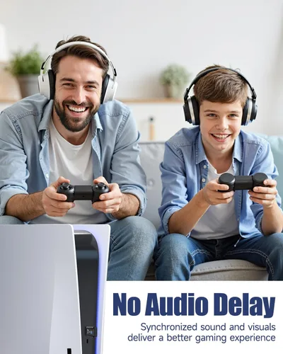 Vista 2 de ZEXMTE Adaptador Bluetooth PS5, transmisor de audio inalámbrico 5.3 para conectar auriculares y auriculares inalámbricos, conecta dos dispositivos
