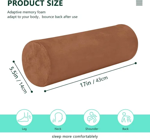 Vista 3 de Almohada de yoga Almohada de espuma viscoelástica para el cuello, almohada redonda para niños, almohada cilíndrica de espuma para soporte