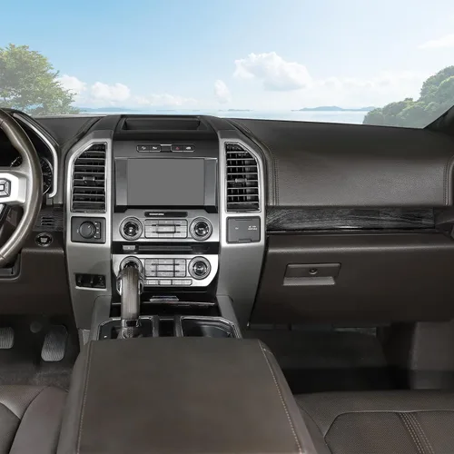 Vista 5 de Jimen Compatible con Ford F150 2015-2020, 4 Piezas Cubierta del Panel de la Consola Central Accesorios de Moldura Interior (Grano de Madera Negra)