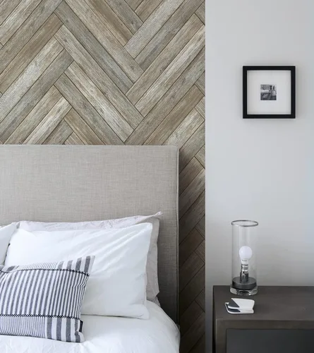 Vista 4 de NextWall Papel tapiz autoadhesivo de madera de cheurón sintético