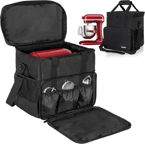 Vista 8 de TORIBIO Bolsa de almacenamiento para batidora de cocina compatible con KitchenAid y accesorios extra, bolsa/estuche portátil para batidora de 4.5