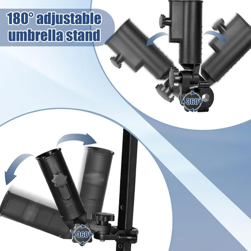 Vista 4 de Soporte de paraguas de carrito de golf resistente, base de aleación de aluminio ajustable de 180°, resistente al viento, soporte universal