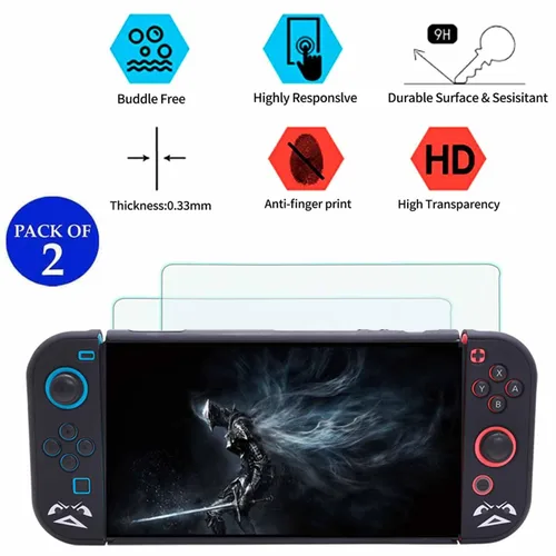 Vista 4 de YOOWA Accessories Bundle for Nintendo Switch - Black Cute Kawaii NS Accessory Kit with Cartoon Carrying Case, dockable case, Screen Protector Set