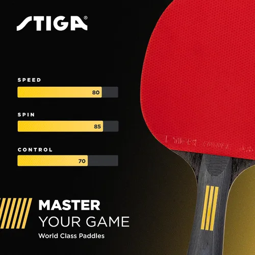 Vista 5 de STIGA Bullet Ping Pong Paddle – 5-ply Extra Light Blade – 2mm Premium Sponge – Flared Handle for Masterful Grip – Performance Table Tennis Racket