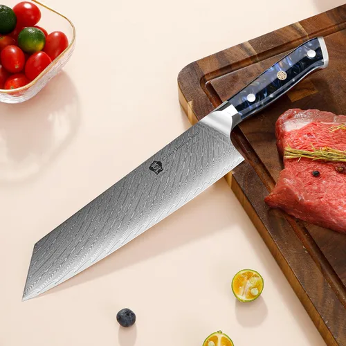 Vista 4 de WILDMOK Kiritsuke - Cuchillo de cocina japonés de acero Damasco de 8.5 pulgadas, cuchillo de chef con mango de resina, cuchillo de cocina de acero