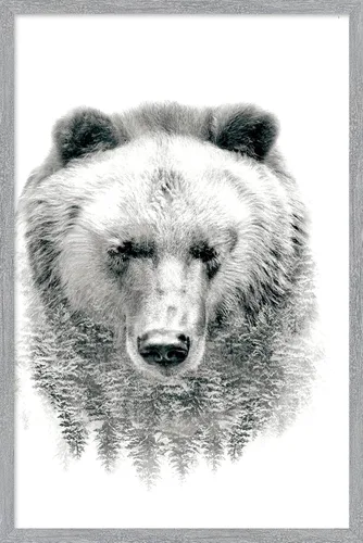Vista 14 de Trends International Póster de pared de oso - árboles, 14.725 x 22.375 pulgadas, versión enmarcada de madera de granero