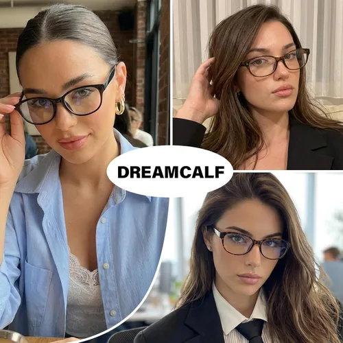Vista 3 de DreamCalf Trendy Fake Glasses Small Rectangular Y2K Eyewear with Anti Blue Light Protection for Women's Cosplay
